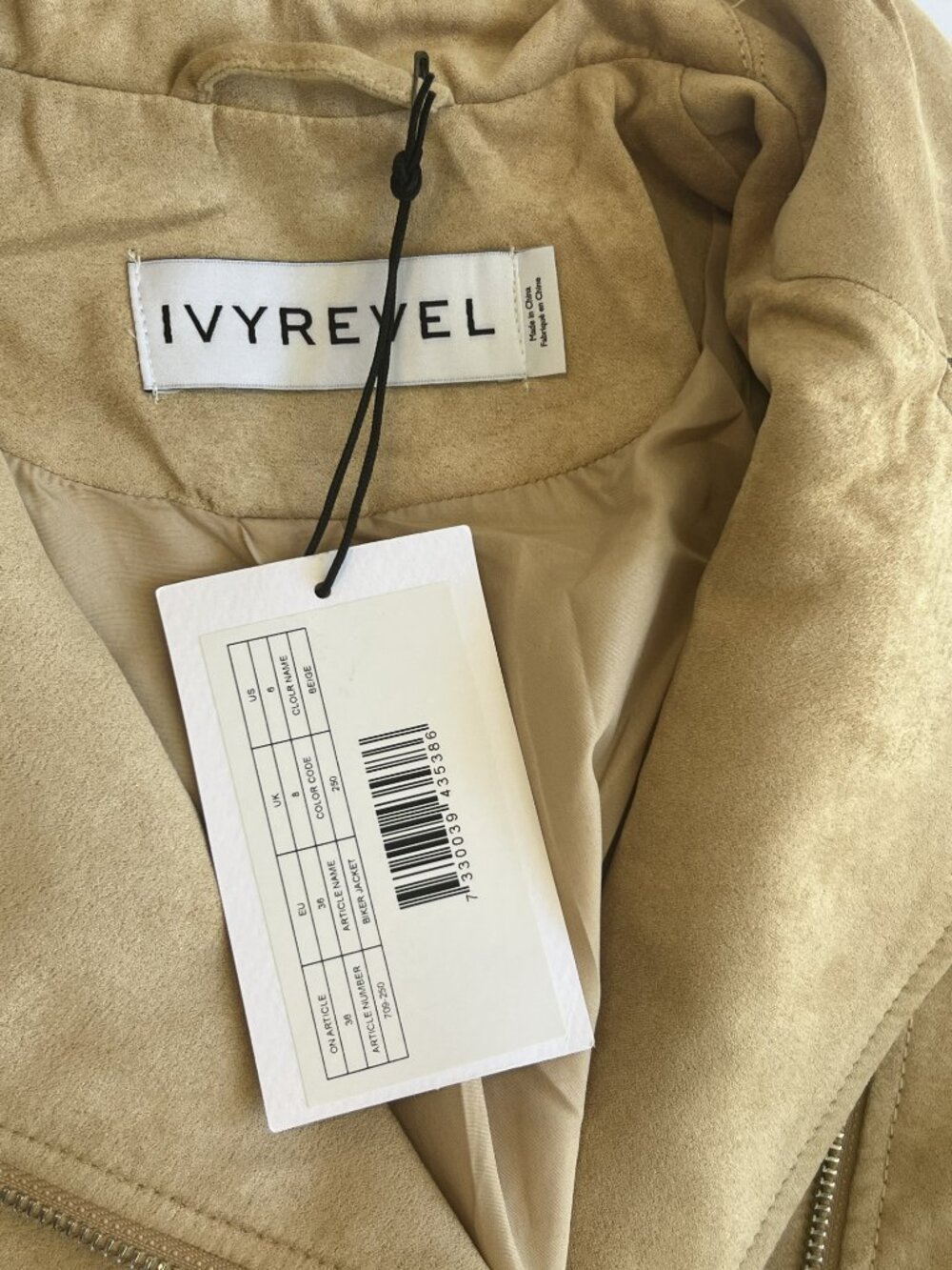 NWT Ivyrevel Biker Jacket Size 6 Beige Faux Suede Cropped Stockholm - Picture 3 of 8